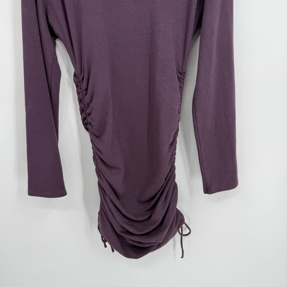 Daily Practice Anthropologie Long Sleeve Ruched Mini Dress Plum Purple Size S - Picture 13 of 15
